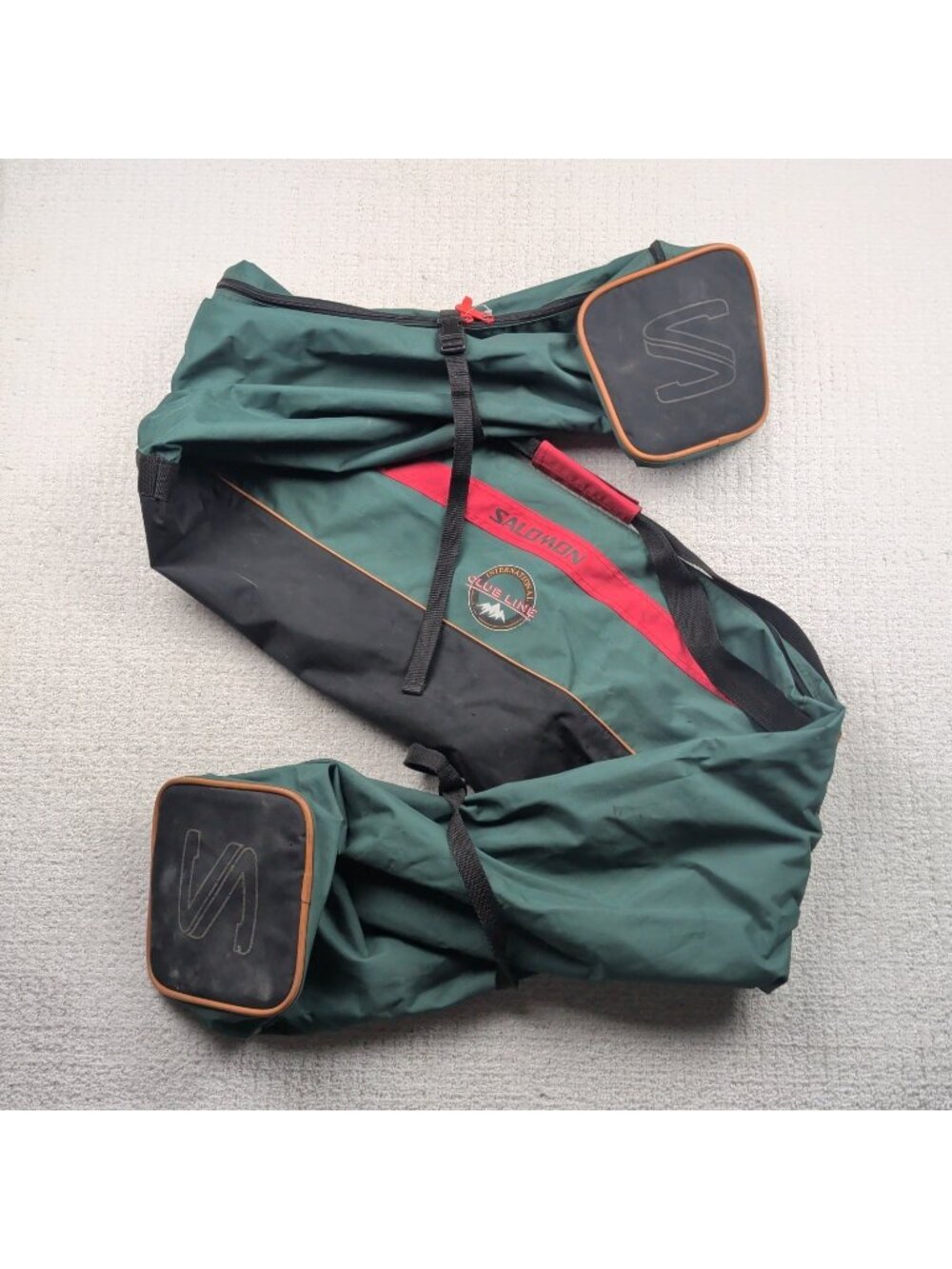 Vintage 90s Salomon Club Line Ski Travel Bag Green / Black Retro Cabin Chalet